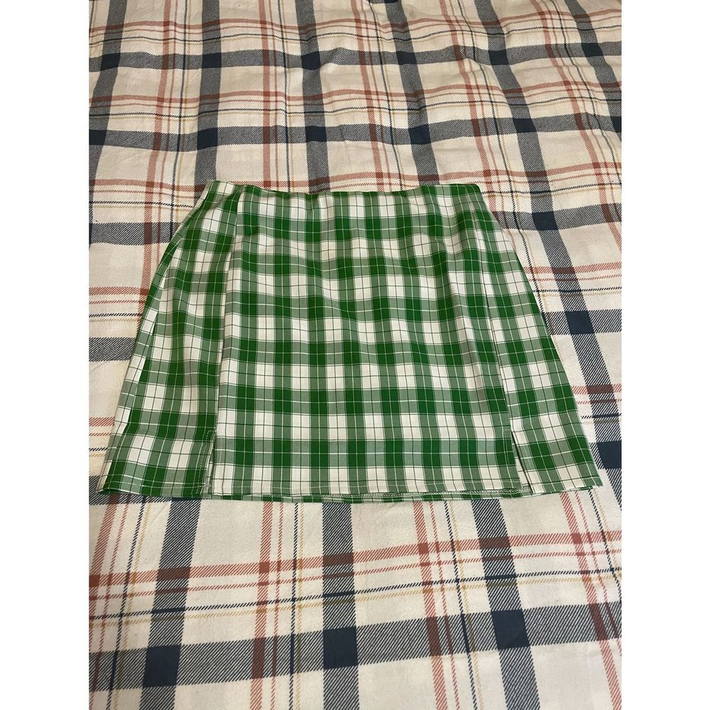 Green plaid skirt